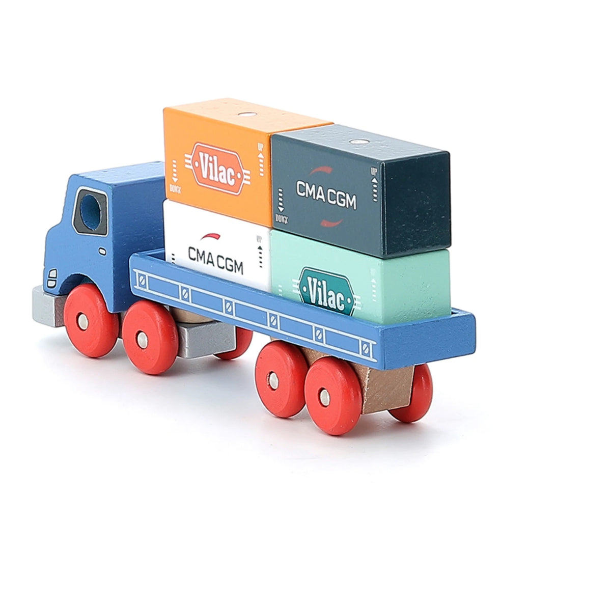 Vilac Container-LKW aus Holz – Spieltruck mit Containerblöcken ab 3 Jahren