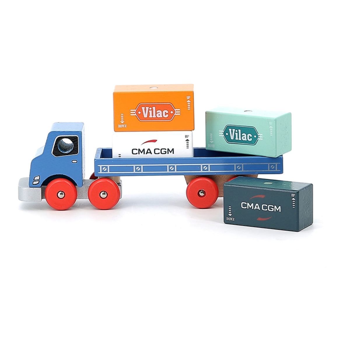 Vilac Container-LKW aus Holz – Spieltruck mit Containerblöcken ab 3 Jahren