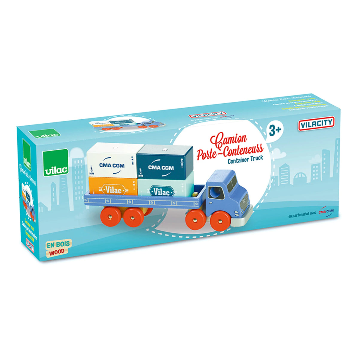 Vilac Container-LKW aus Holz – Spieltruck mit Containerblöcken ab 3 Jahren