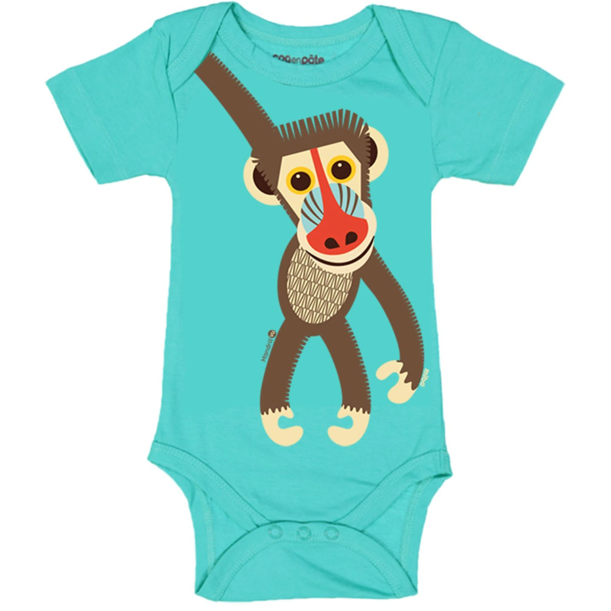 Coq en Pâte – Baby Body Mandrill – Türkis – 9–12 Monate