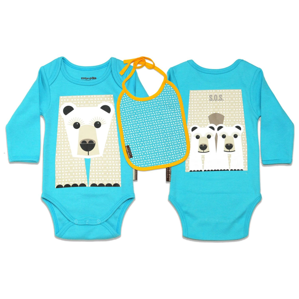 Coq en Pâte – Baby Body Eisbär – Türkis – Langarm