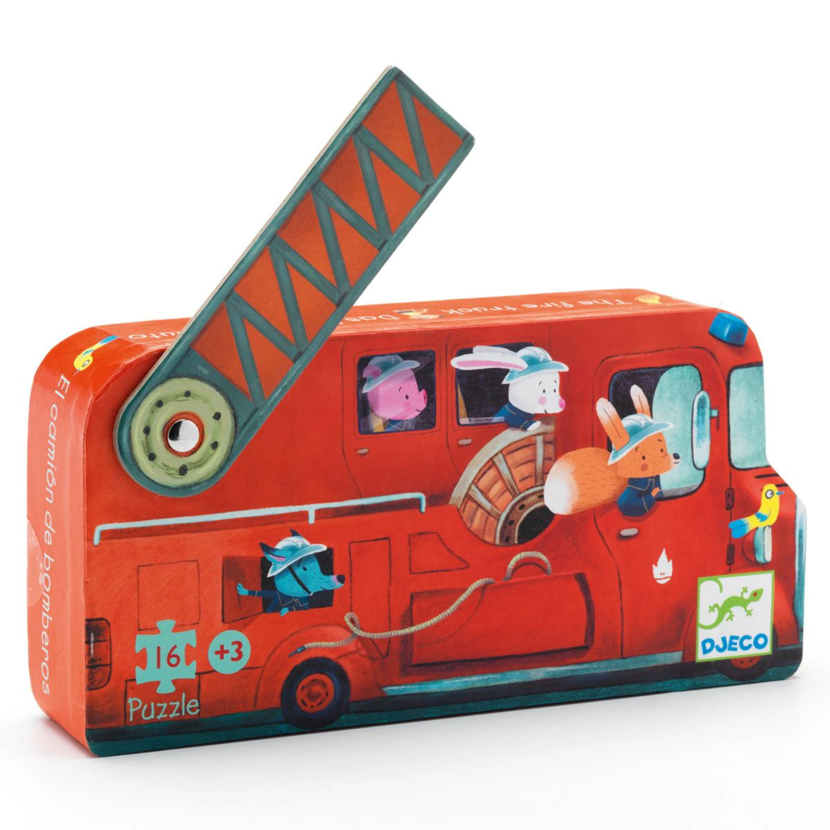 Djeco Puzzle „Feuerwehrauto“ – 16 Teile ab 3 Jahren in dekorativer Box