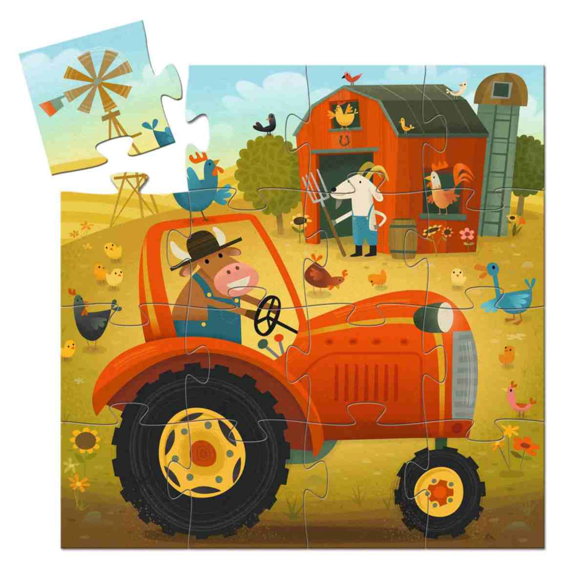 Djeco – Silhouetten-Puzzle „Traktor“ (16 Teile)