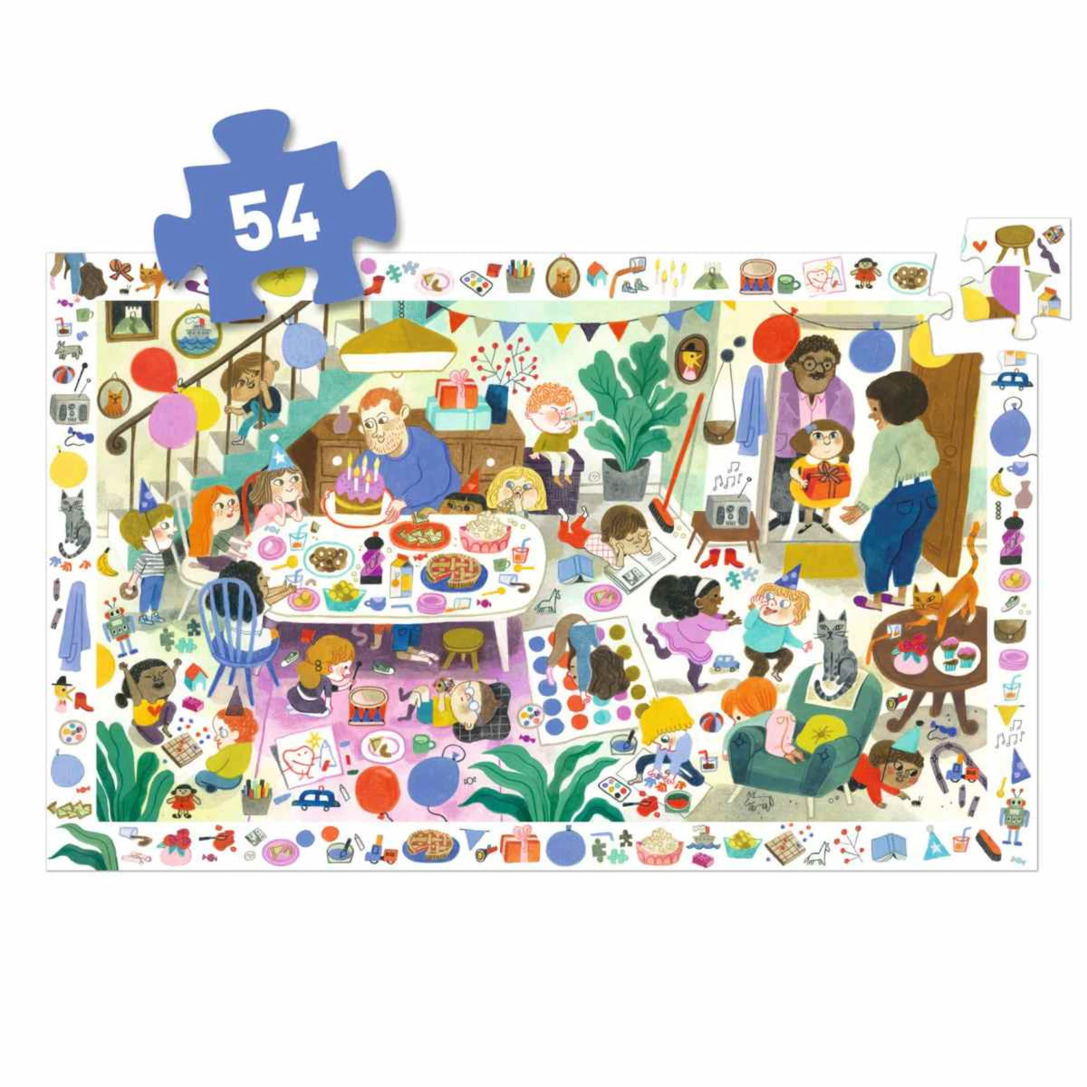 Wimmelpuzzle Geburtstag - 54 stk - Djeco