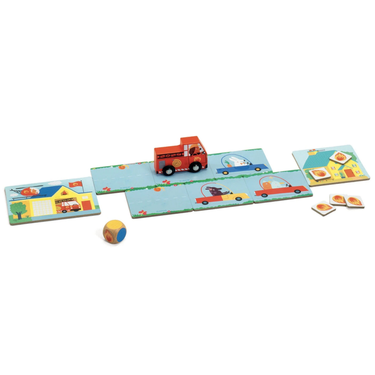 Djeco Kooperationsspiel „Pin Pon!“ ab 3 Jahren – Feuerwehrspiel für Kinder