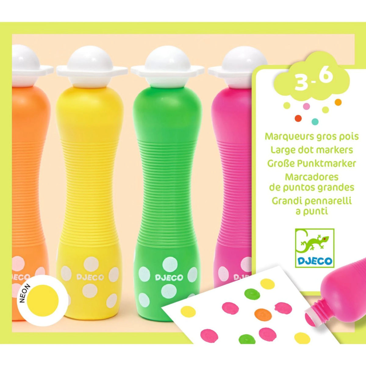 Große Punktmarker „Neon“ (4er-Set) - Djeco