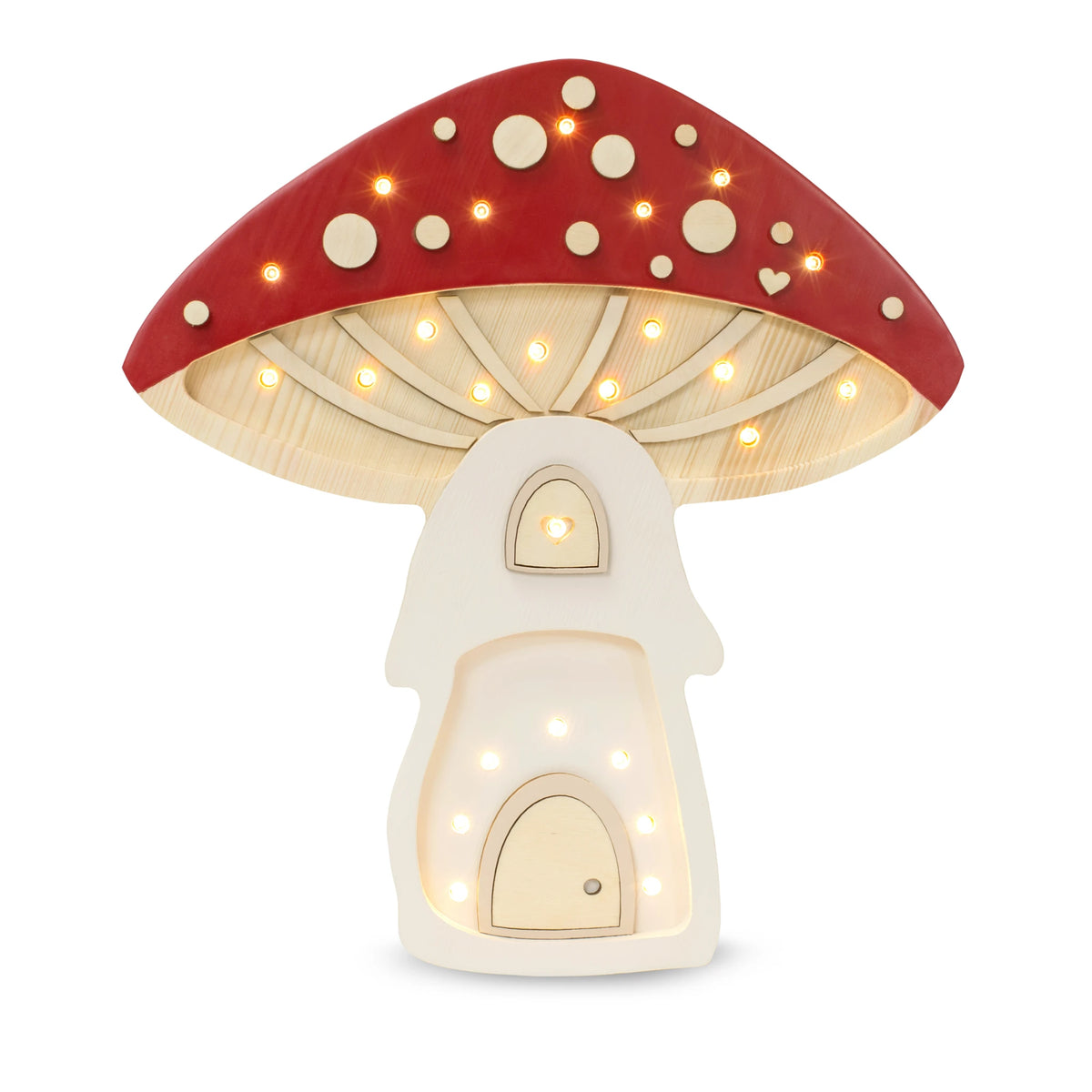 Holzlampe Pilzhaus rot - Little Lights