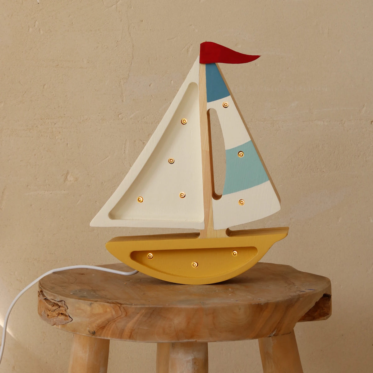 Holzlampe Segelboot gelb - Little Lights