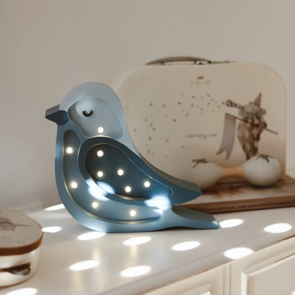 Holzlampe Vogel mini blau - Little Lights