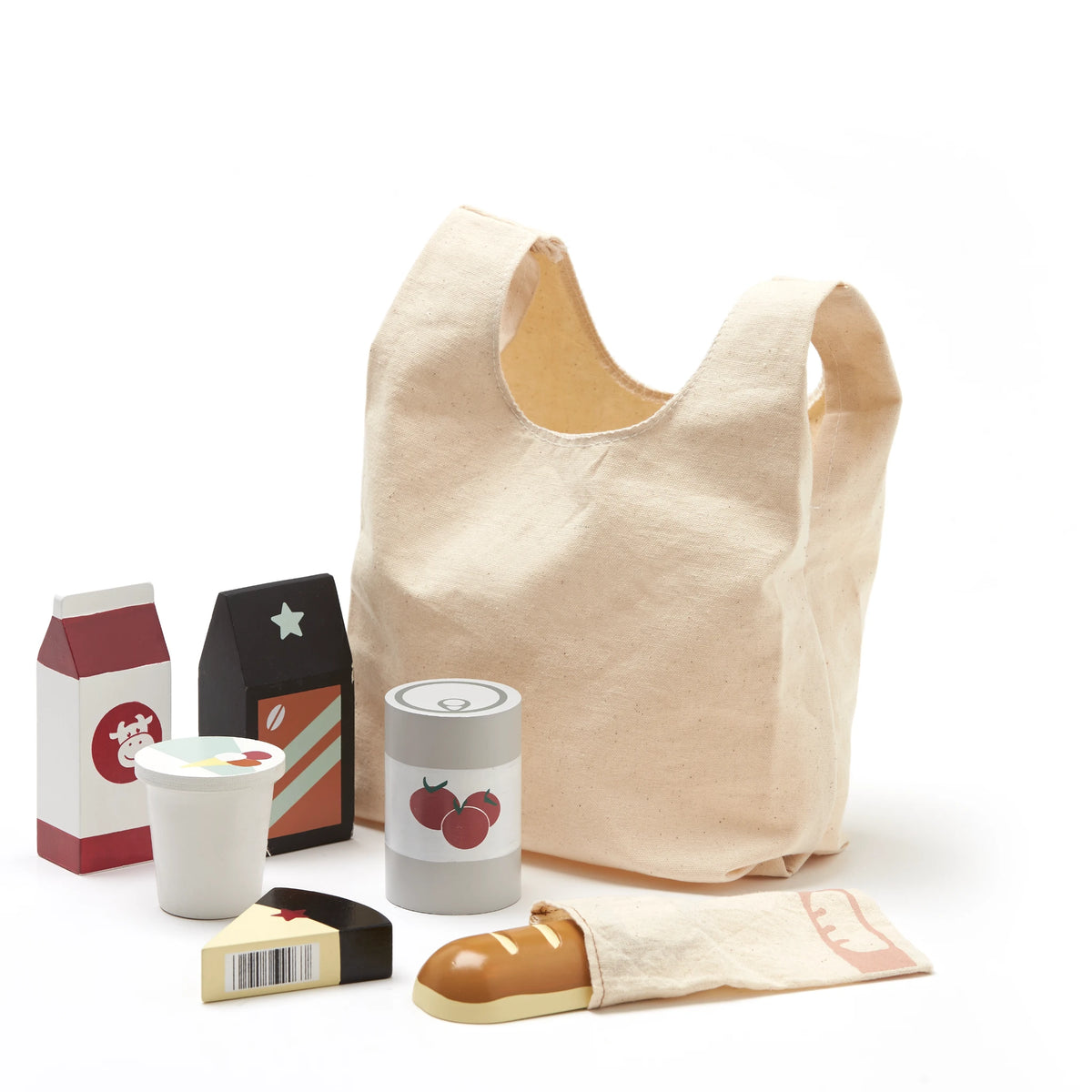 Einkaufstasche mit Spiellebensmitteln – Beige