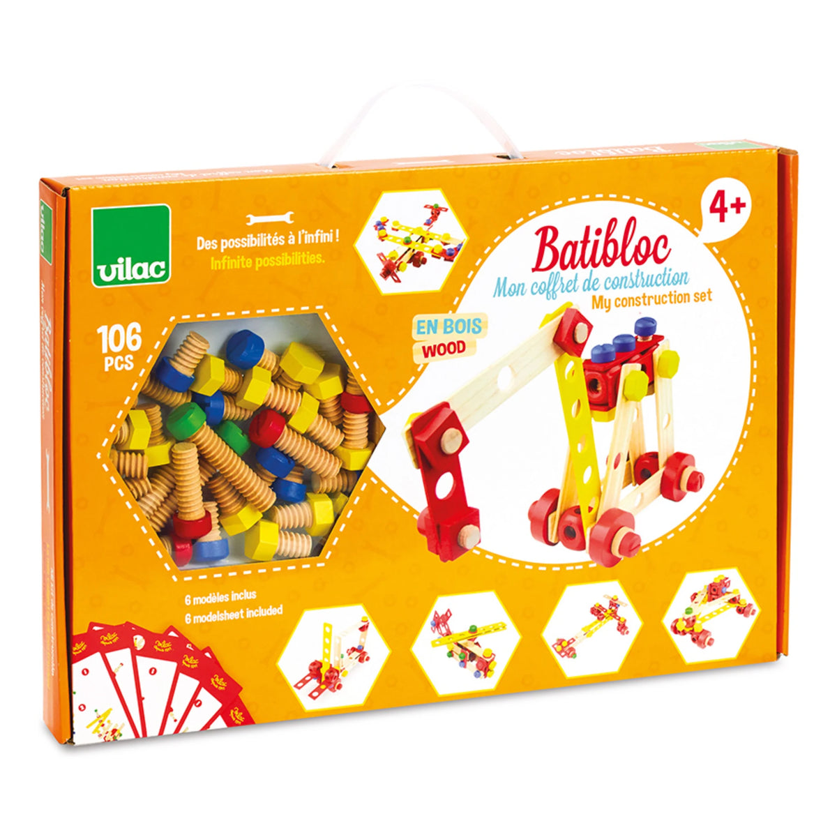 Holz-Konstruktionsset „Batibloc“ (106 Teile) - Vilac