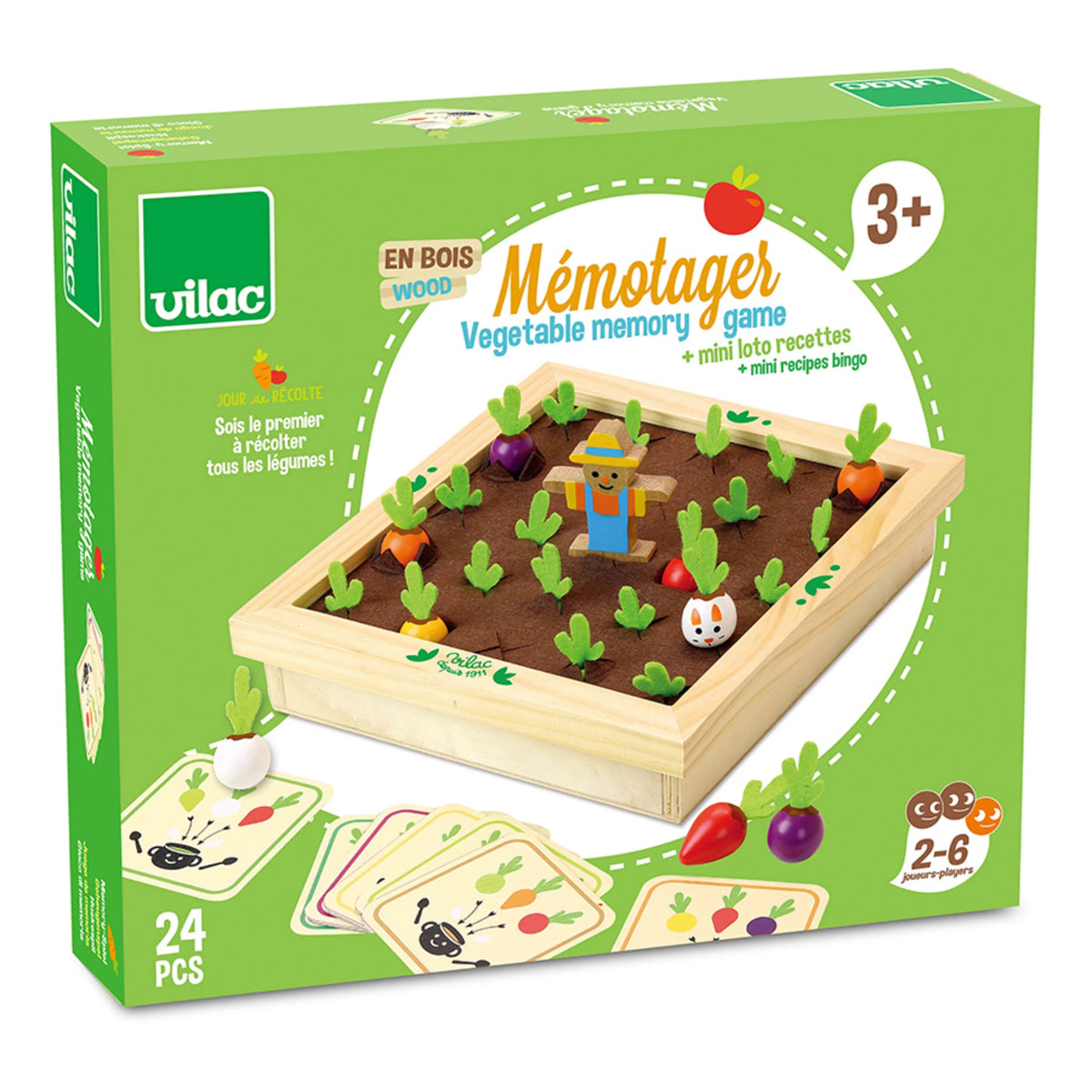 Vilac Mémo potager – Gemüse-Memo-Spiel aus Holz ab 3 Jahren
