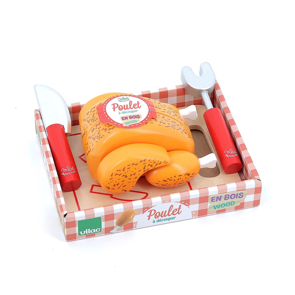 Vilac Holz-Schneideset Poulet – Spiellebensmittel ab 3 Jahren