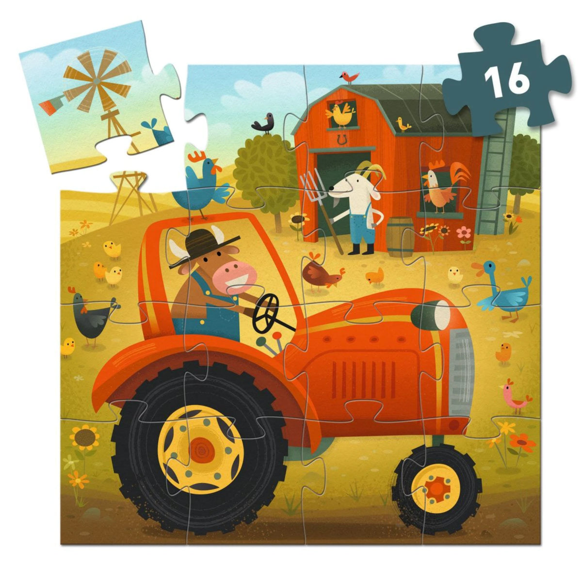Djeco – Silhouetten-Puzzle „Traktor“ (16 Teile)