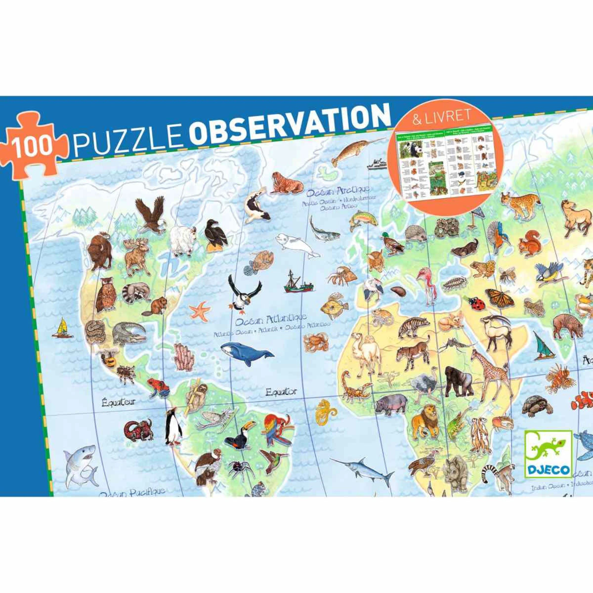 Wimmelpuzzle Tier des Erde - 100 stk - Djeco