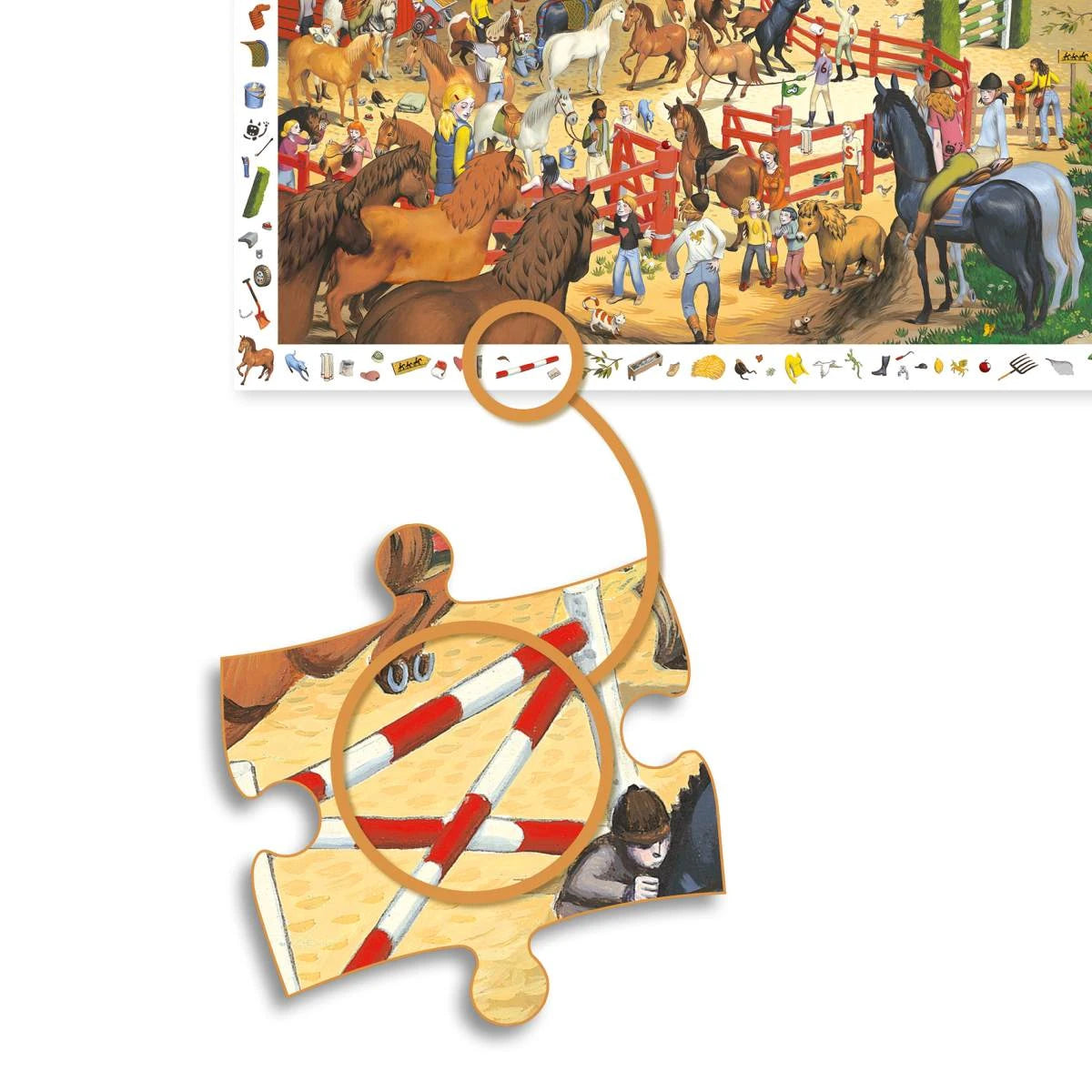 Djeco Observation Puzzle „Reiterhof“ – 200 Teile mit Suchspiel ab 6 Jahren