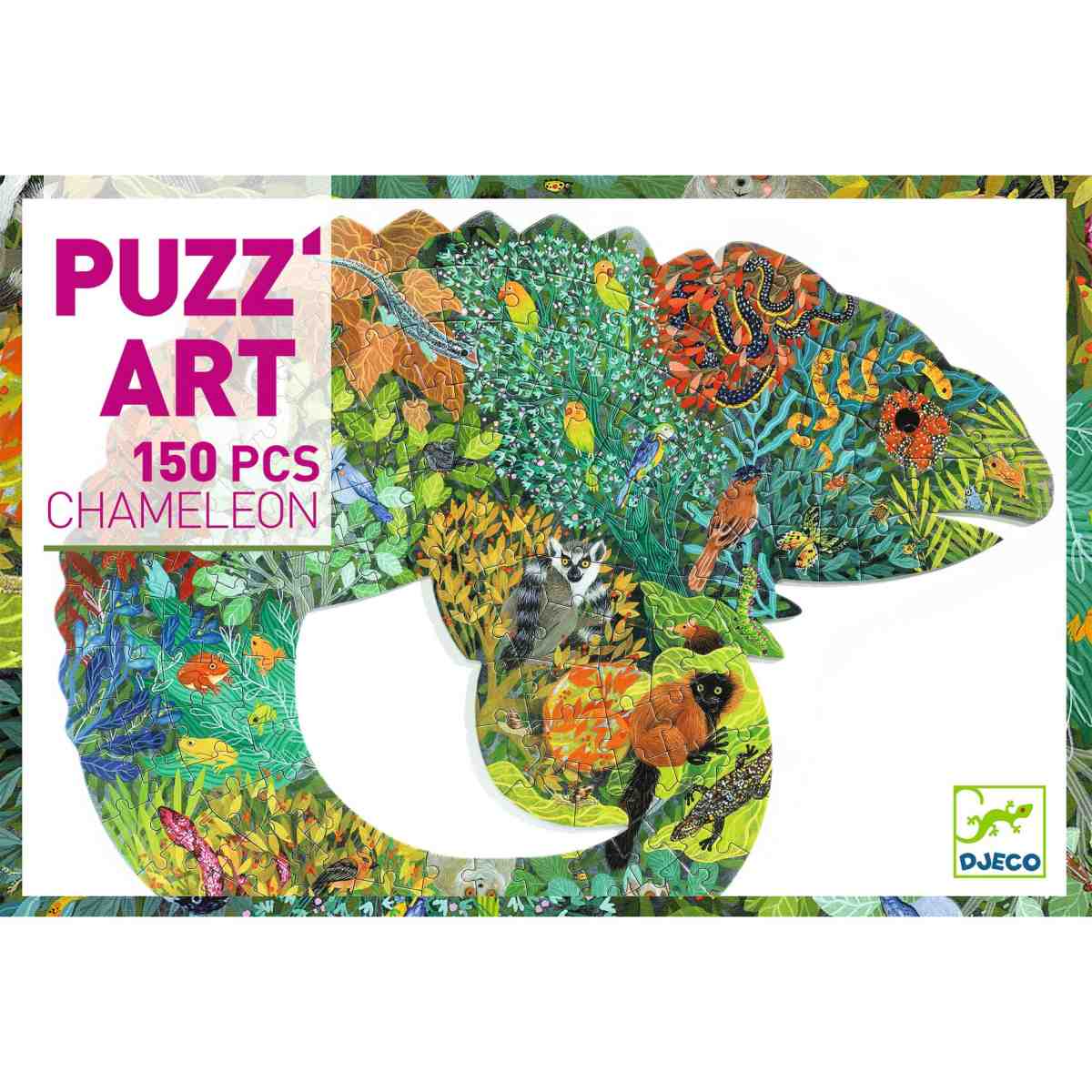 Djeco Puzzle „Puzz’Art Chameleon“ – 150-teiliges Kunstpuzzle in Chamäleonform