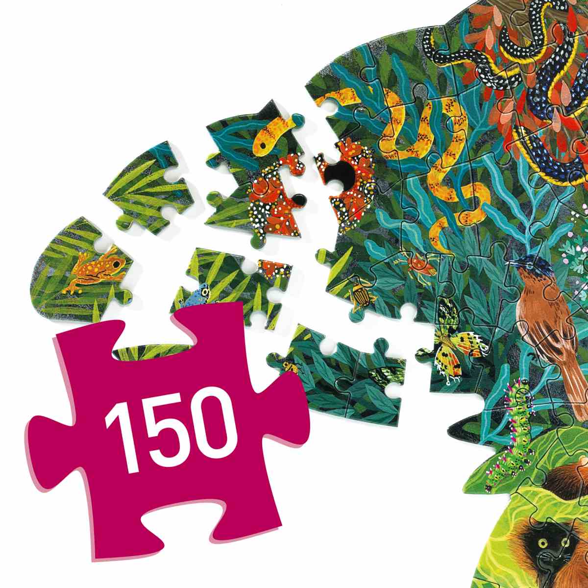Djeco Puzzle „Puzz’Art Chameleon“ – 150-teiliges Kunstpuzzle in Chamäleonform
