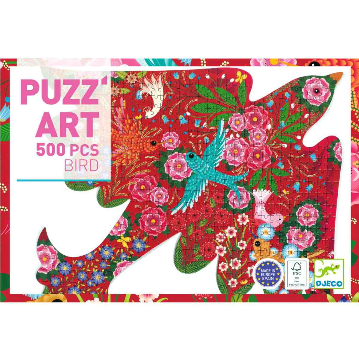 Djeco Puzz’Art Bird – 500-teiliges Design-Puzzle in Vogelform ab 8 Jahren