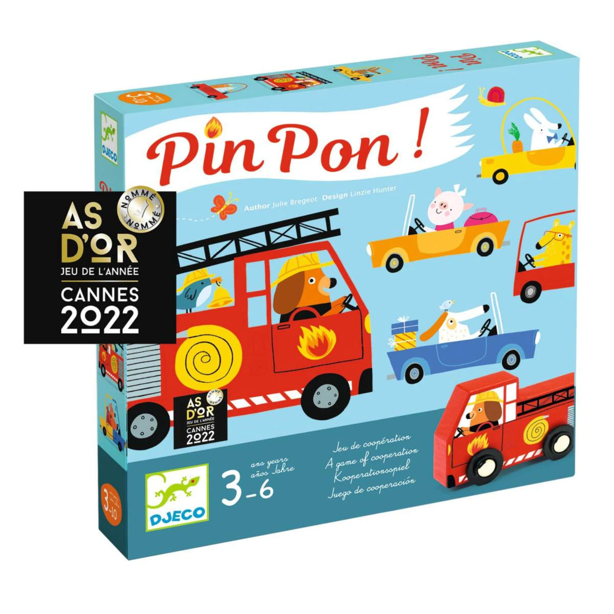 Djeco Kooperationsspiel „Pin Pon!“ ab 3 Jahren – Feuerwehrspiel für Kinder