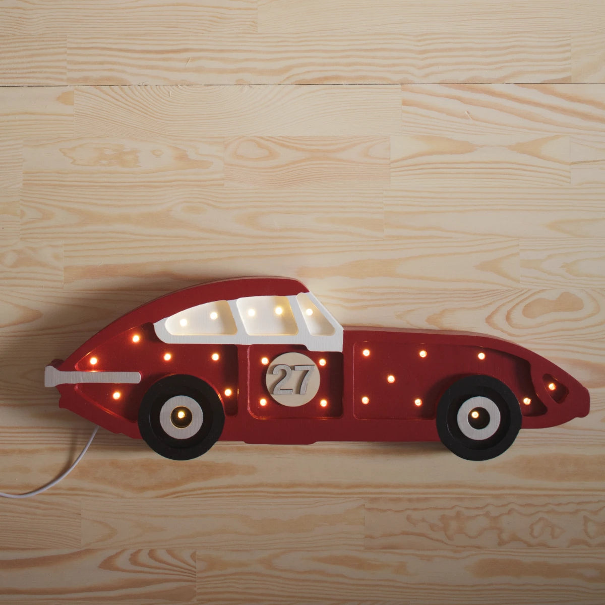 Holzlampe Rennwagen rot - Little Lights