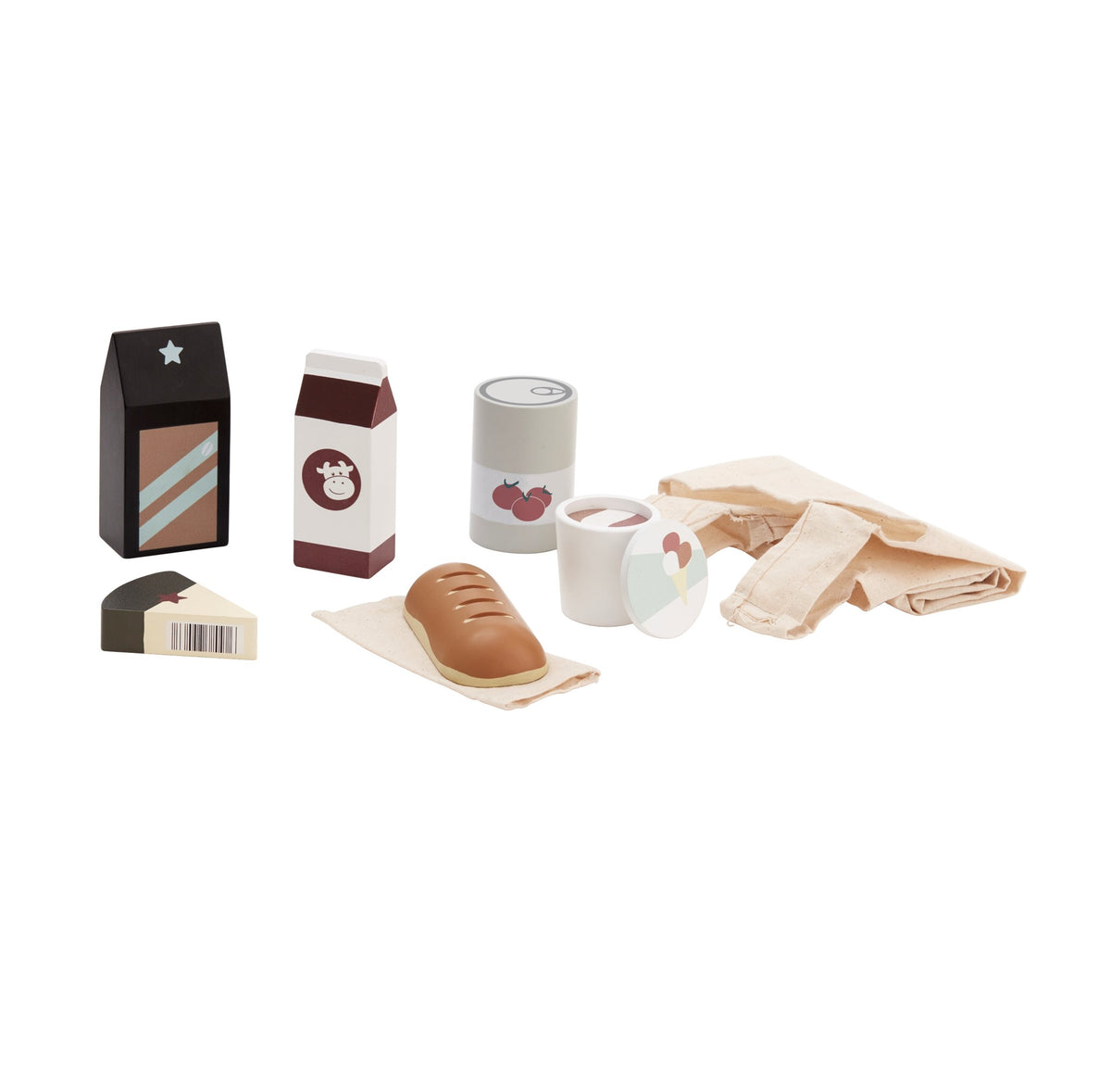 Einkaufstasche mit Spiellebensmitteln – Beige
